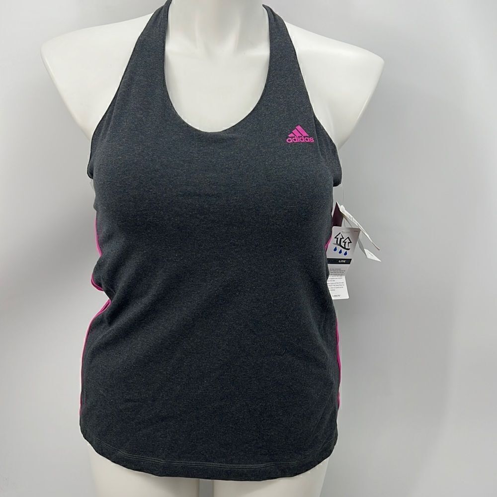 Adidas CS strappy heather gray tennis tank XL